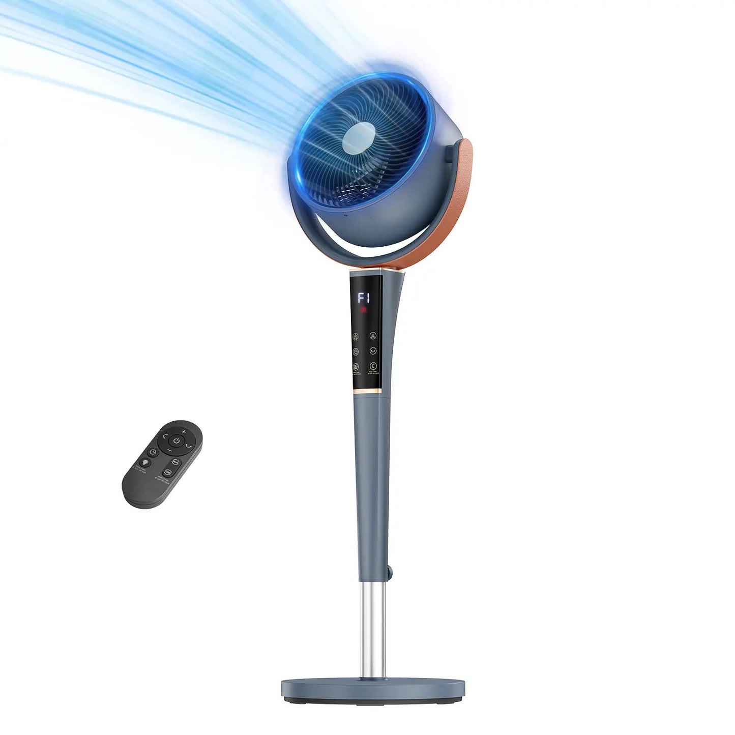 Bedroom Pedestal Fan 120° Omni Oscillation Quiet Standing Fan w/Remote&12H Timer