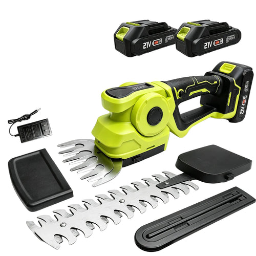 Cordless 2-in-1 Grass Shear & Shrub Trimmer - Comes with 2 × 21V batteries