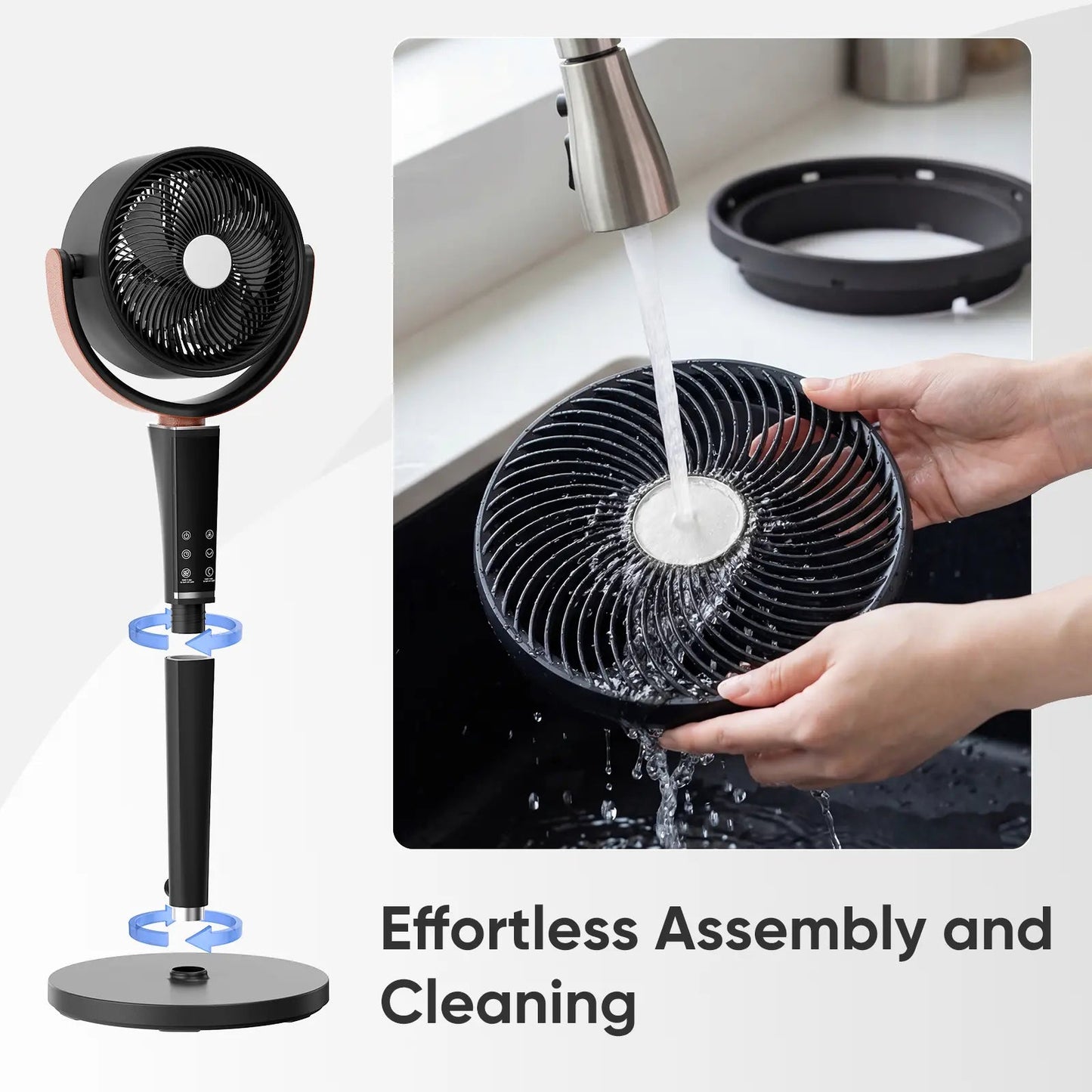Bedroom Pedestal Fan 120° Omni Oscillation Quiet Standing Fan w/Remote&12H Timer