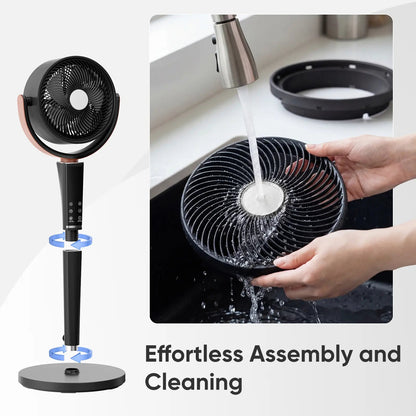 Bedroom Pedestal Fan 120° Omni Oscillation Quiet Standing Fan w/Remote&12H Timer