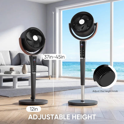 Bedroom Pedestal Fan 120° Omni Oscillation Quiet Standing Fan w/Remote&12H Timer