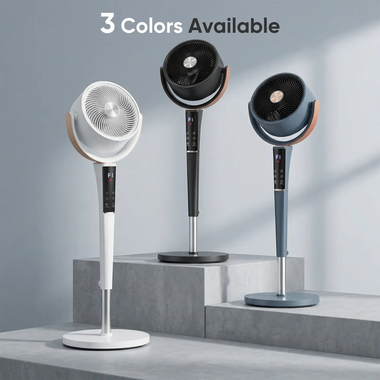 Bedroom Pedestal Fan 120° Omni Oscillation Quiet Standing Fan w/Remote&12H Timer