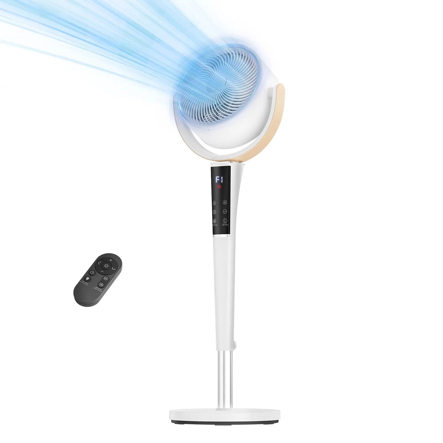 Bedroom Pedestal Fan 120° Omni Oscillation Quiet Standing Fan w/Remote&12H Timer
