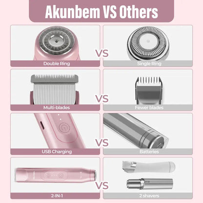 🚨 Pink GONE !! ACT FAST ⚡Bikini Trimmer for Women, Electric Shaver and Razor Rechargeable 2-in-1 Body and Facial Epilator, Underarms and Legs, IPX7 Waterproof