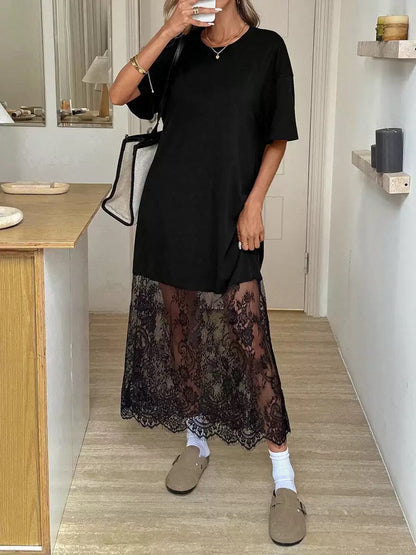 🔥Final 3 Day: 60%OFF✨ Stylish T-shirt and lace maxi skirt
