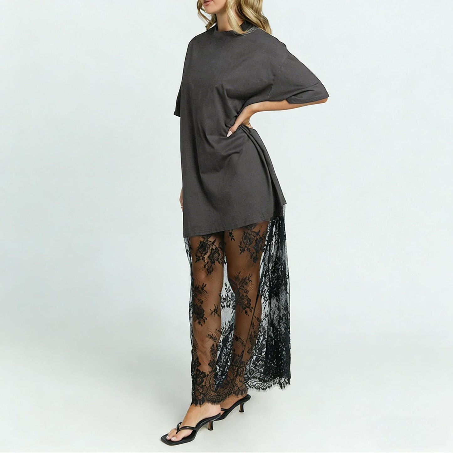 🔥Final 3 Day: 60%OFF✨ Stylish T-shirt and lace maxi skirt