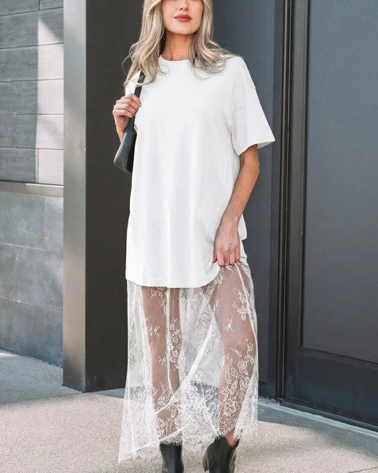 🔥Final 3 Day: 60%OFF✨ Stylish T-shirt and lace maxi skirt