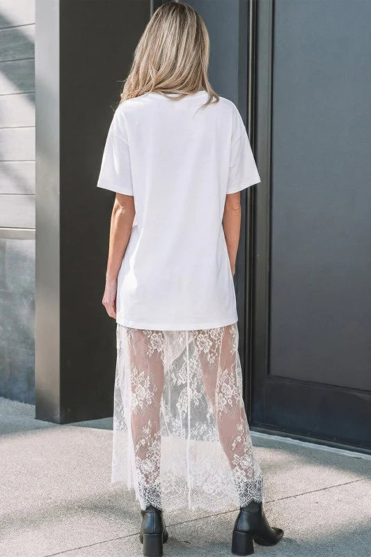 🔥Final 3 Day: 60%OFF✨ Stylish T-shirt and lace maxi skirt