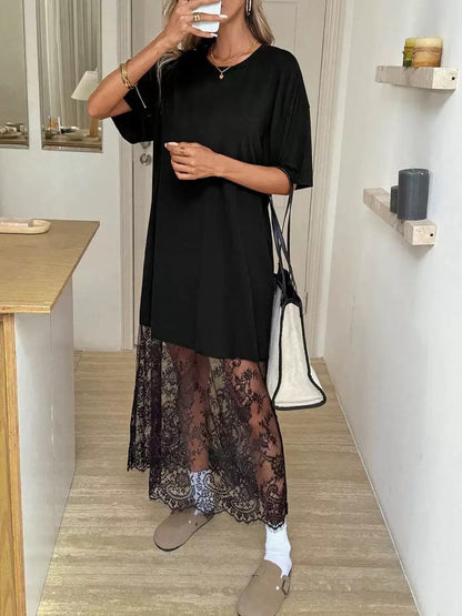 🔥Final 3 Day: 60%OFF✨ Stylish T-shirt and lace maxi skirt