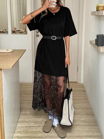 🔥Final 3 Day: 60%OFF✨ Stylish T-shirt and lace maxi skirt