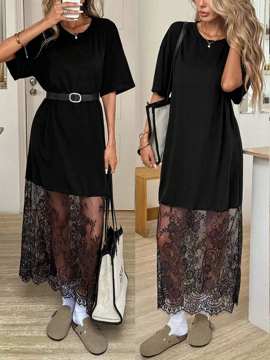 🔥Final 3 Day: 60%OFF✨ Stylish T-shirt and lace maxi skirt