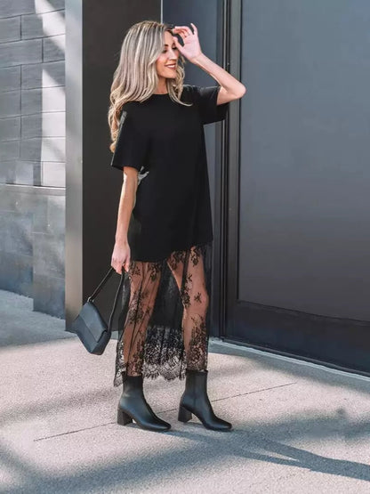 🔥Final 3 Day: 60%OFF✨ Stylish T-shirt and lace maxi skirt