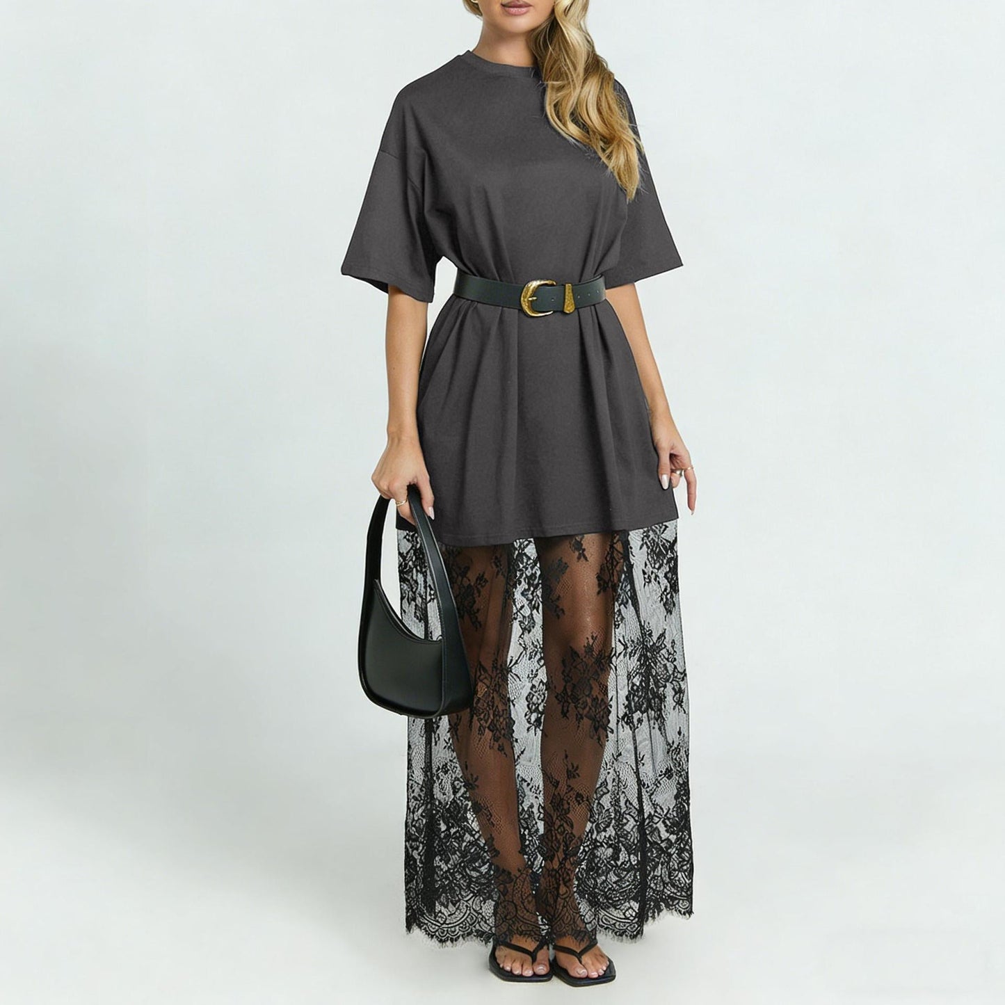 🔥Final 3 Day: 60%OFF✨ Stylish T-shirt and lace maxi skirt
